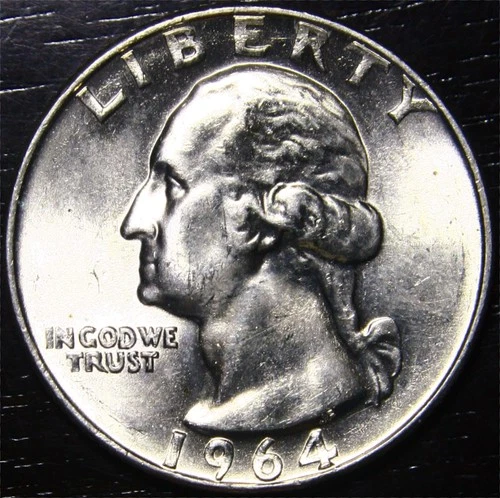 1964 D Washington Quarter 90% Silver GEM BU 25c US Coin Denver Mint Uncirculated