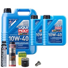 Motoröl 10W40 LIQUI MOLY 7L+MANN Ölfilter+Spülung+Cera Tec+Ölablassschraube