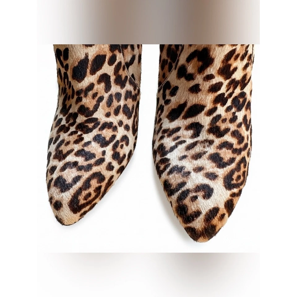 NUEVO CON ETIQUETAS Sam Edelman Olette Estampado de Leopardo Pelo de pantorrilla Real Punta Botines 8.5 - Imagen 4 de 4