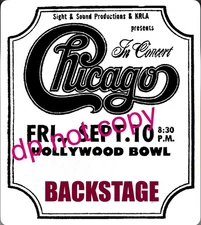Chicago backstage pass for Hollywood Bowl 9/19/71