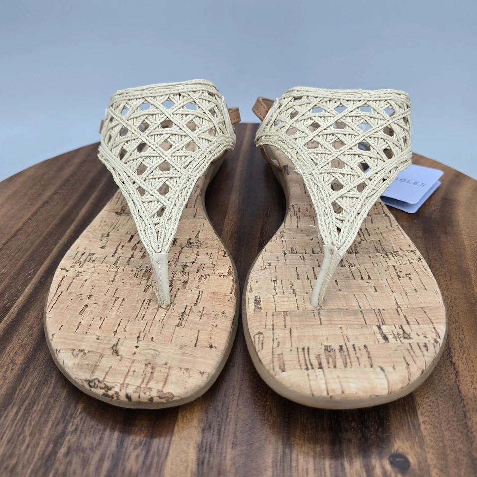 Аэрозоли заключение туфли женщин 9 средний бежевый пробки стринги сандалии комфорт - Изображение 2 из 4