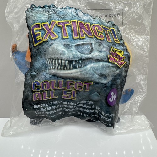 Wendy's Kid's Meal Toy EXTINCT! 2001 Dinosaur Plush Backpack Clip Triceratops - Picture 3 of 6