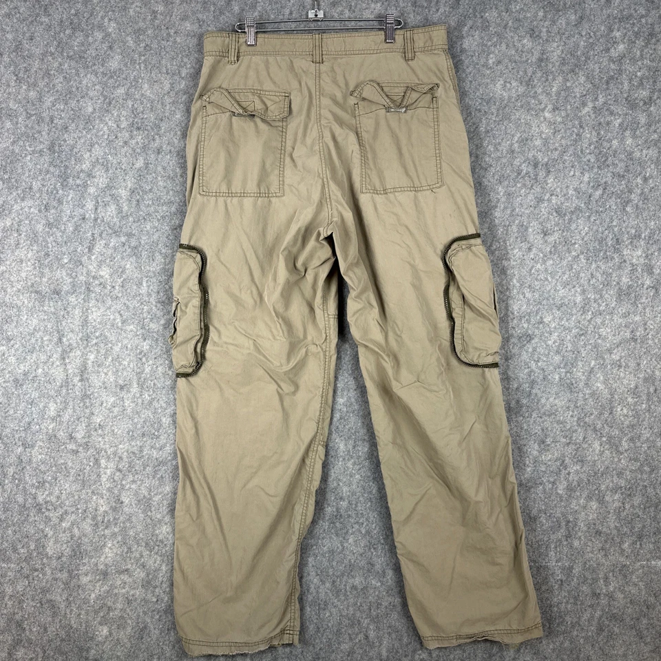 Pantalones cargo American Eagle de colección para hombre 36x34 tostados holgados paracaidista militar cremallera Y2K Foto 2 de 4