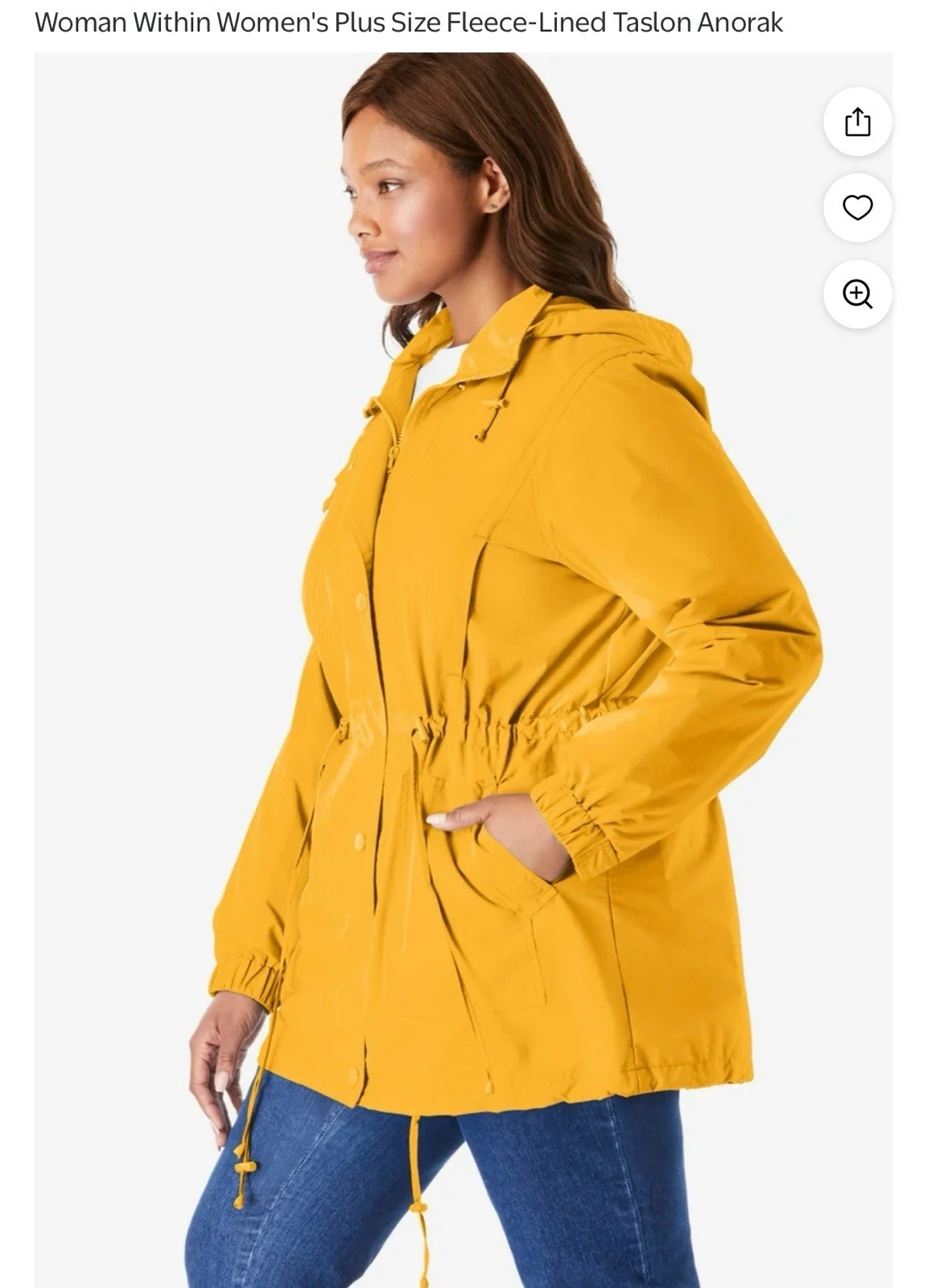 Woman Within Women's Plus Size Fleece-Lined Taslon Anorak Ra