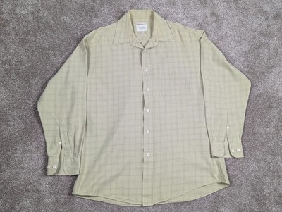 Viyella grün kariertes Herrenhemd Wollmischung 16 Zoll 41 cm Langarm