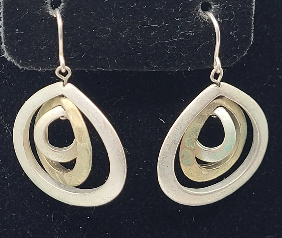 Multitone Gold Silver Teardrop Earrings Kenneth Cole 1.5in Foto 3 de 3