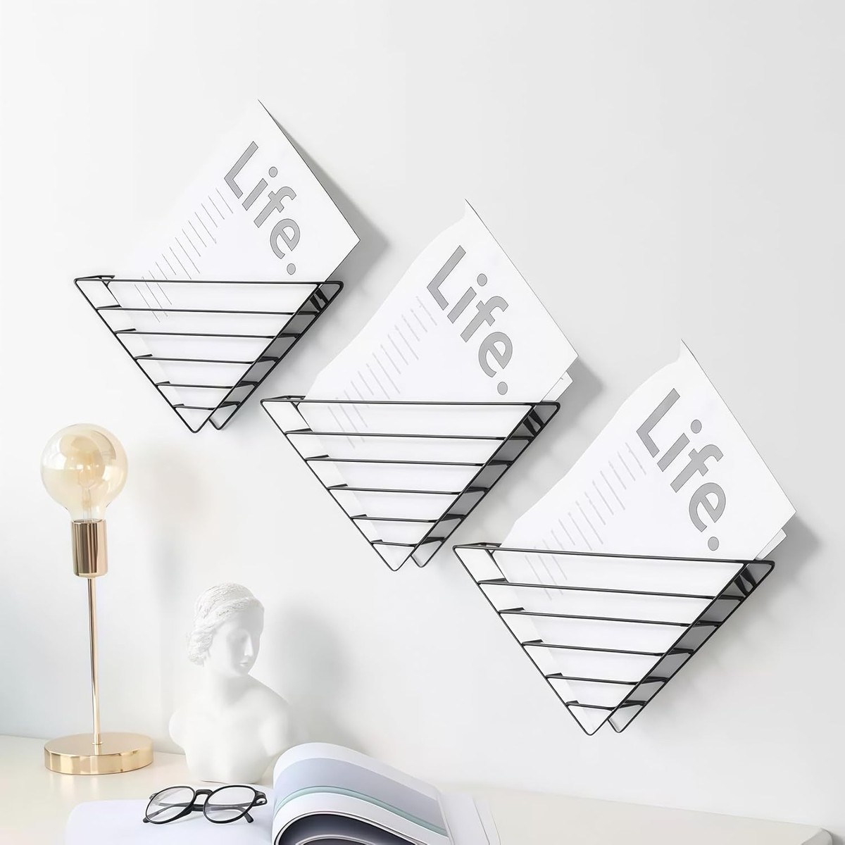 Wall Mounted File Organizer Metal Magazine Basket Magazine Rack