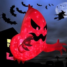 Halloween Inflatable Ghost Broke Out from Window with LED Light Outdoor Decor