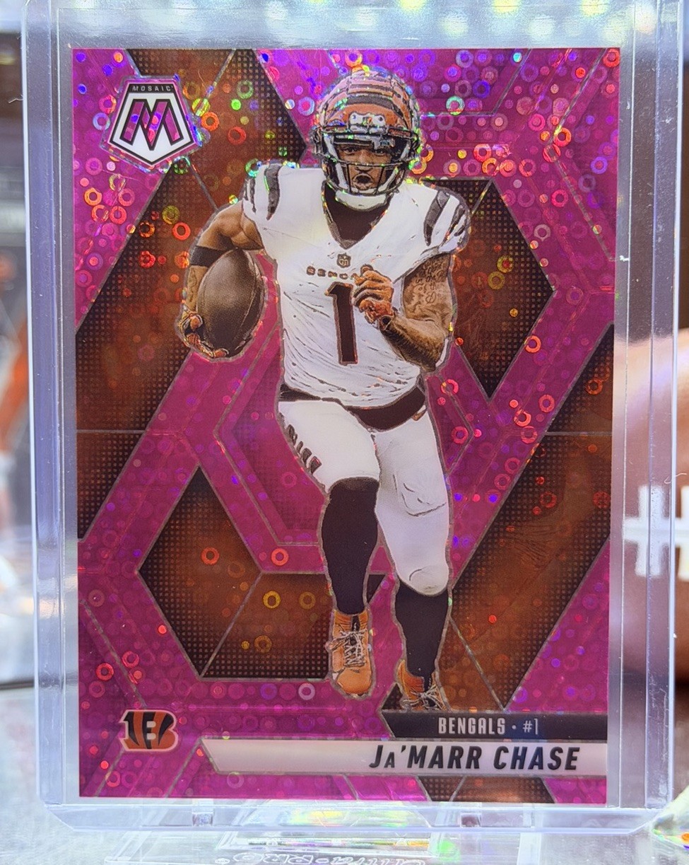 2025 Panini Mosaic #11 Ja’Marr Chase No Huddle Pink Prizm /20 SSP Bengals
