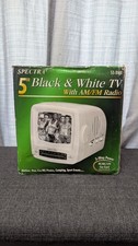 Spectra 52-BWR 5" Portable B W Television w/ AM/FM Radio 3 Way Power
