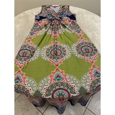 sunny leigh maxi dresses Dress Womens Large Multi Color Sleeveless Bohemian Stretch Featuring a delicate floral print with beautifully blended neutral tones Sunny Leigh Maxi Dress- No