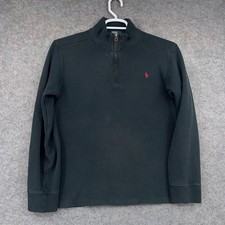 Polo By Ralph Lauren Sweater Boys XL 20 Green 1/4 Zip Mock Neck Cotton Pony Logo