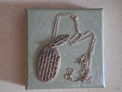 Vintage 925 sterling silver poem Emily D. pendant necklace tiny feather charm