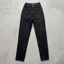 Vintage Guess Jeans Womens 24 Black Charcoal High Rise Slim Mom Tapered USA 90s