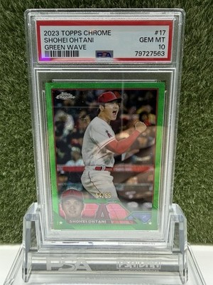 2023 Topps Chrome Shohei Ohtani Green Wave Refractor /99 #17 PSA 10 Angels
