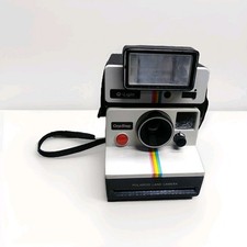 Vintage Polaroid One Step Land Camera Rainbow Stripe w/ Q-Light Flash Untested