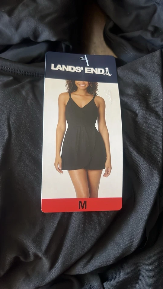 Nuevo con etiquetas Vestido de baño Lands’ End negro envolvente de tulipán Traje de baño de una pieza P1 Foto 3 de 4
