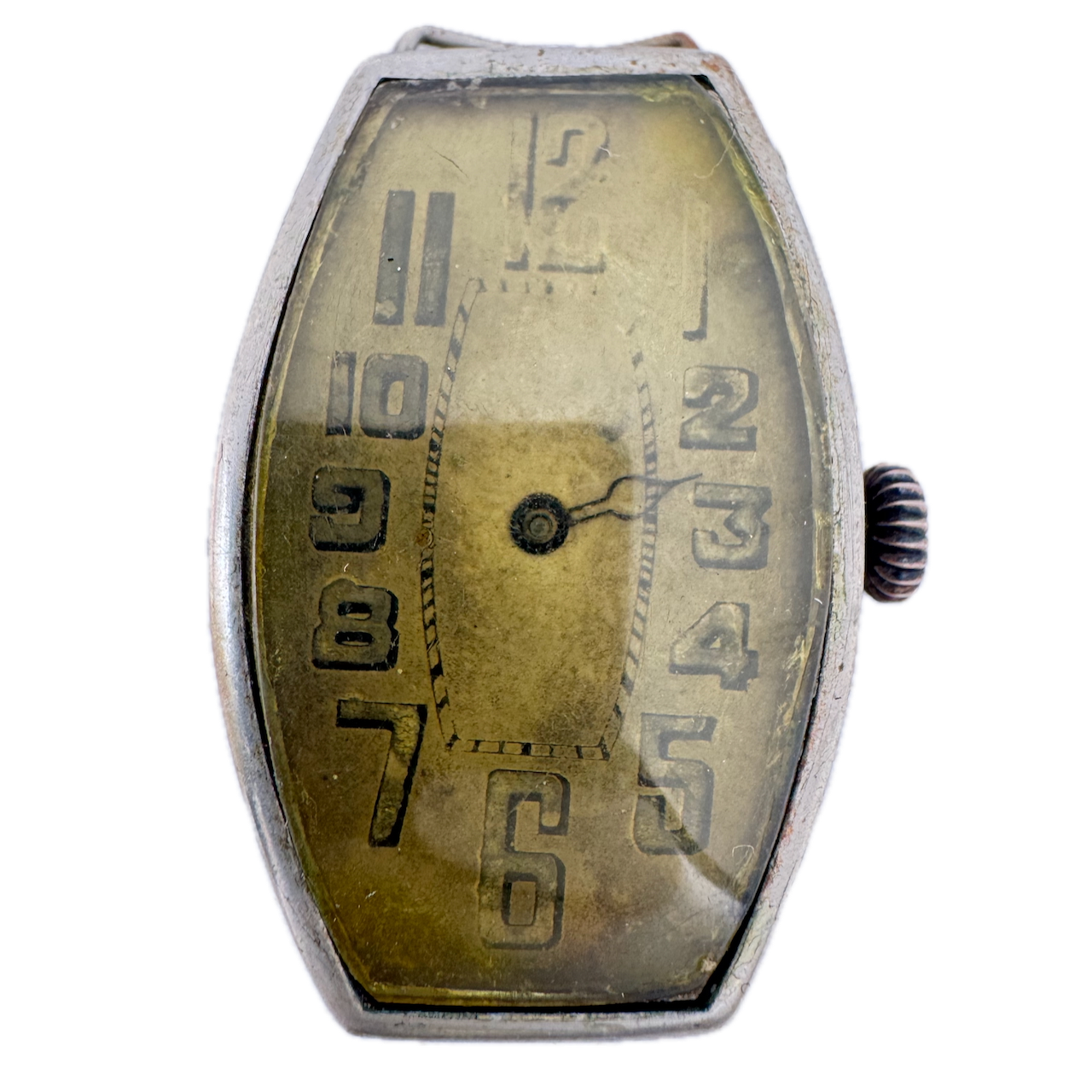 Vintage 26mm Tonneau Men's Mechanical Wristwatch in Nickel Finish