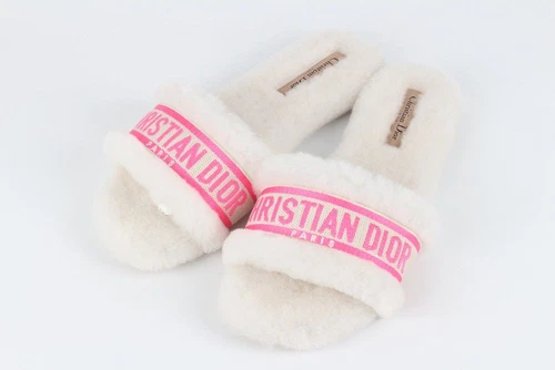 Pantoufles Dior Shearling logo fuchsia mulet 37 80538399