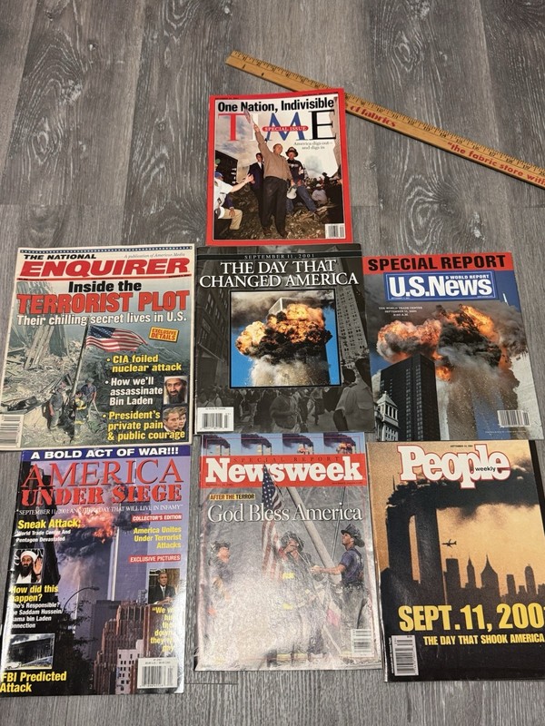 Various magazines of 9-11: People, Time, Newsweek, Lot Of 7 2001
