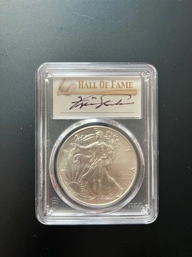 2021 American Silver Eagle MS70 FDOI HOF Ferguson Jenkins Signed Pop 50