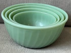 Fire King Jadeite Jadite Green Swirl Nesting Bowls (4 pc Set) - Made in USA Vtg