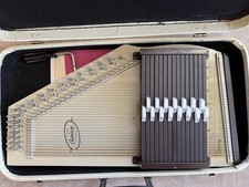 VINTAGE OSCAR SCHMIDT Silvertone Autoharp With Case And Tool White Used Preowned