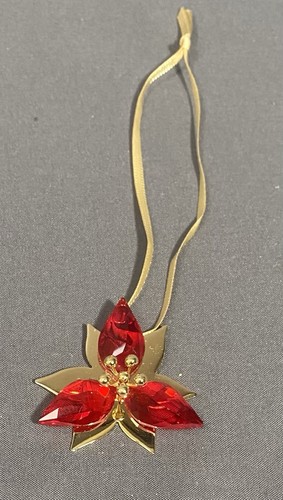 Swarovski 2014 Poinsettia Ornament Gold Toned Rare, Retired No Box - Bild 4 von 6