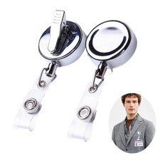2 PCS Badge Reels Retractable Badge Holders Badge Alligator Clip Heavy Duty B...