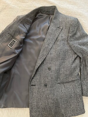 Christian Dior Monsieur Vintage Silk Slub Tweed DB Jacket in Gray