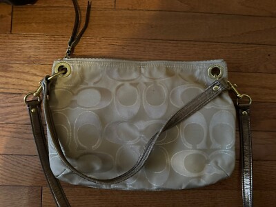 COACH 18980 Poppy Signature Khaki Gold Bronze Hippie Hobo