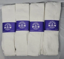 Lot of 4: Yacht & Smith White 30" Cotton Tube Socks Size 10-13 (3-Pack 12pair)  