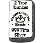 2 TROY OZ .999 SILVER MONARCH HAND POURED CROWN BAR BRILIANT UNCIRCULATED