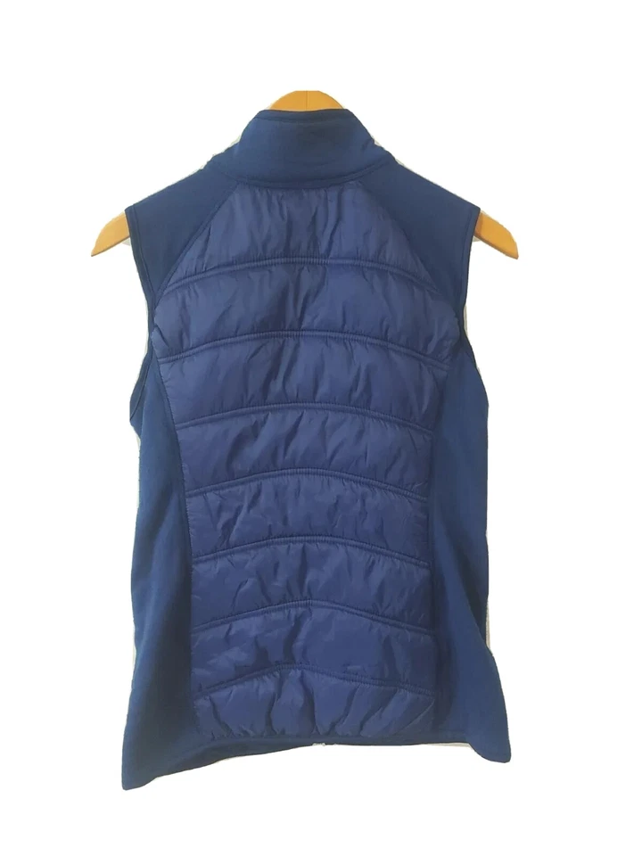 Colete esportivo feminino Fuda azul com zíper e colarinho sem mangas bolsos com zíper elástico - Imagem 2 de 4