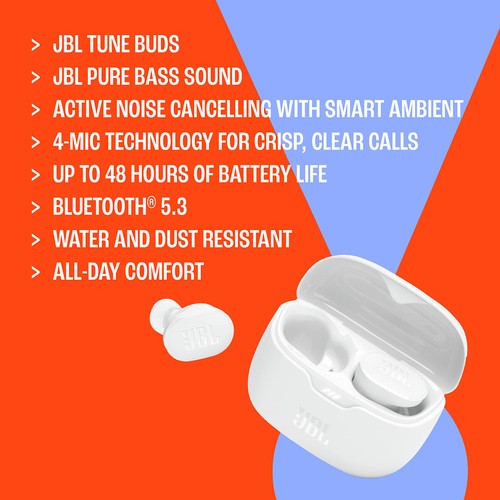 True wireless Noise Cancelling earbuds, JBL Pure Bass Sound, Bluetooth 5.3, 4-Mi - Picture 2 of 8