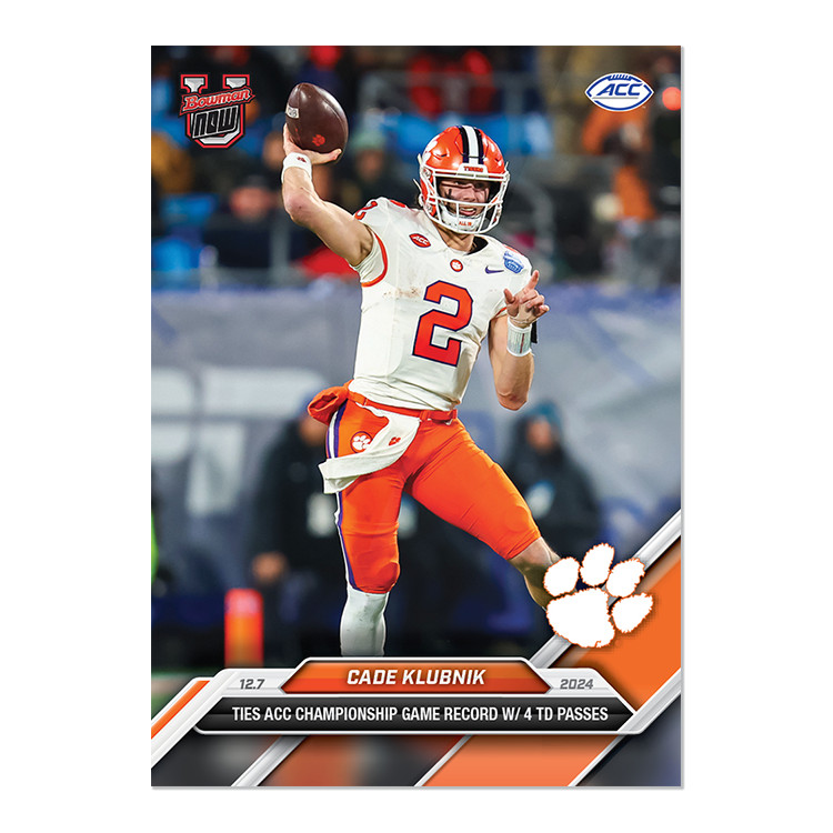 2024 Bowman U Now Football 57 Cade Klubnik Clemson Tigers ACC Title Game PR 238