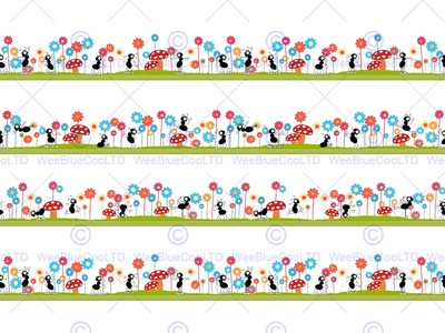 NAHTLOSE AMEISEN MUSTER KINDER KÄFER PILZ BLUME KINDER KUNSTDRUCK POSTER BMP558A