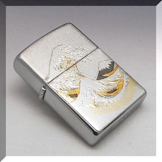 Zippo Ukiyoe Ocean Big Wave Japanese Mt. Fuji Electroforming