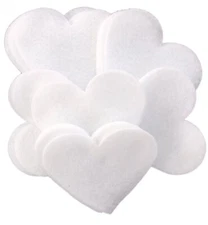 4 inch Stiff Felt Hearts 16pc - White
