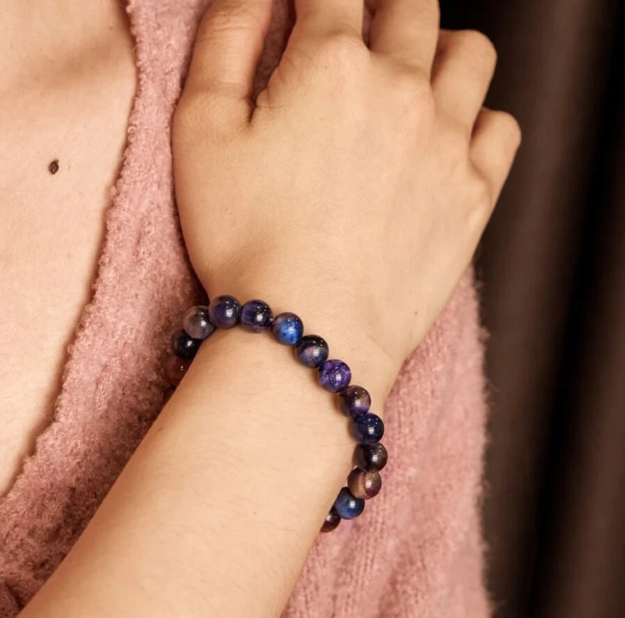 Сугилит исцеления кристалл эластичный эластичный браслет 8 мм круглый Рейки драгоценных камней бисер - Изображение 3 из 4