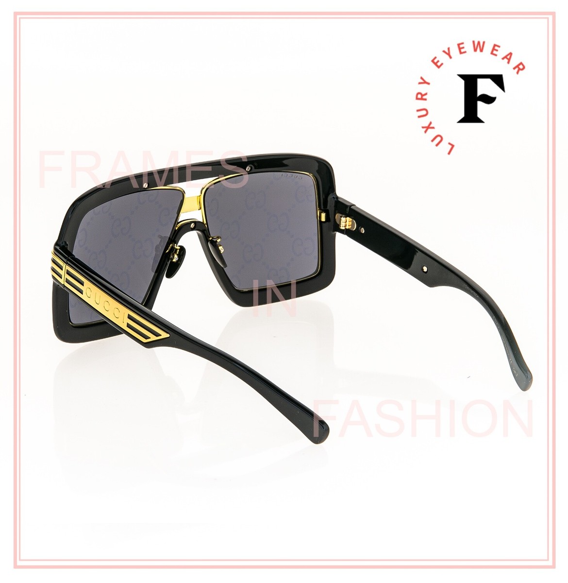 GUCCI EPILOGUE 0900 Black GG Mirror Print 001 Chunky Sunglasses