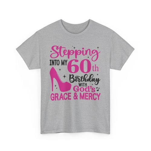 Stepping into 60th Birthday with Gods Grace & Mercy T Shirt 60th Birthday Gift - Picture 25 of 38