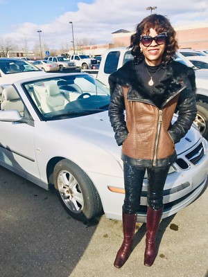 Denimaxx Couture Lambskin Lined hooded Sable Brown Black Leather Jacket, Coat M