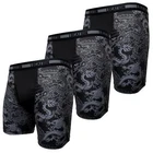 3 Pack 6 Pack Mens Boxer Shorts Underwear Set Longer Leg Ninja Dragon Anti Chafe