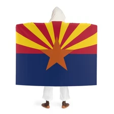 Arizona Sherpa Fleece Blanket With Hood Featuring the Arizona Flag