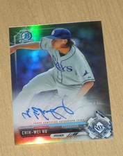 2017 Bowman Chrome prospect autograph refractor Chih-Wei Hu /499
