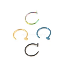 20g 18g Nose Ring Titanium Plated Hoop 5/16" (8mm) 3/8" (10mm) Diameter