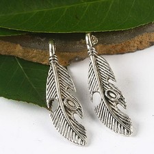 20pcs 39 12mm Tibetan Silver Feather Charms H2580