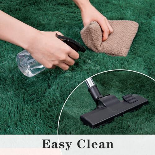 Super Fluffy Rug for Bedroom Feet Modern Shag Dark Green Area 4x6 Deep Green - Picture 4 of 7