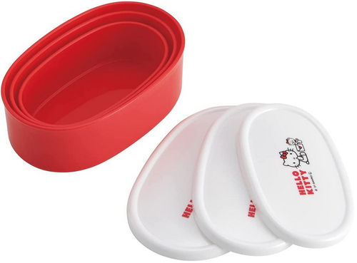 (Juego de 3) JAPÓN Sanrio Hello Kitty ROJO Caja Blanca Bento Contenedor de Almuerzo Almacenamiento - Imagen 2 de 4